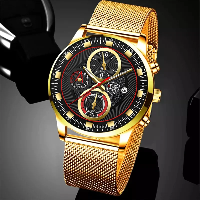 

2022 Men's Fashion Watches Luxury Man Sports Stainless Steel Mesh belt Quartz Wrist Watch for Men Business Casual Leather Watch