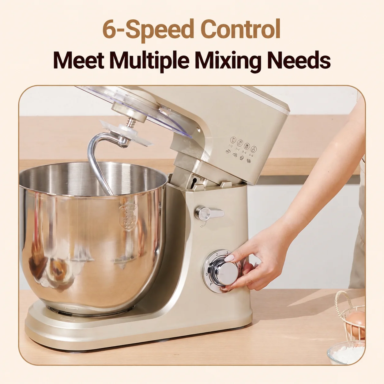 SUNATUR 10L Stand Mixer 2200W All-Metal Gear, Stainless Steel Bowl, 6 Speed Dough Kneader, Optional Fermentation Function