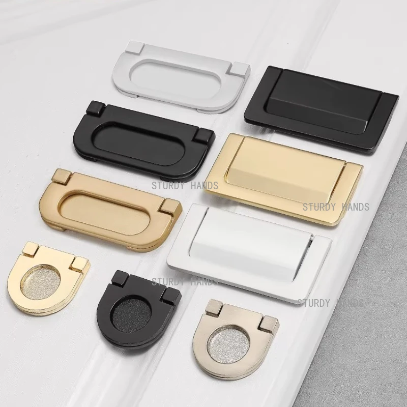 Wardrobe built-in drawers invisible handles no drilling simple flat cabinet flip board pull ring furniture hardware accessories