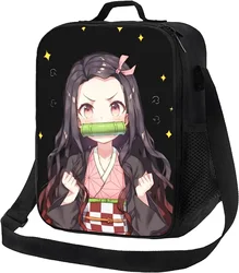 Cartoon Nezuko Lunch Box for Women Boys Girls Insulated Lightweight Tote Bag Large Capacity Cooler Bag for School Work Picnic