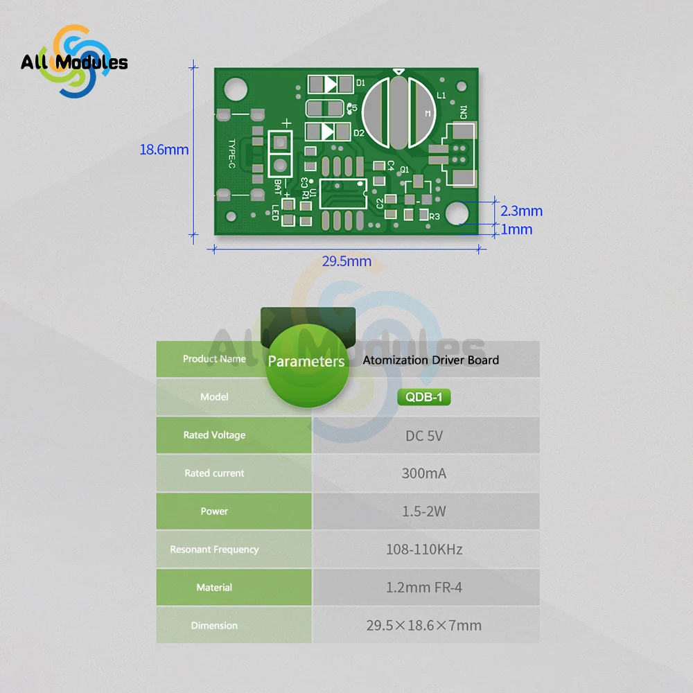 Dc5V Usb Ultrasonic Spray Humidifier Atomizer Drive Module Ultrasonic Humidifier Diy Package Type-c Usb Interface