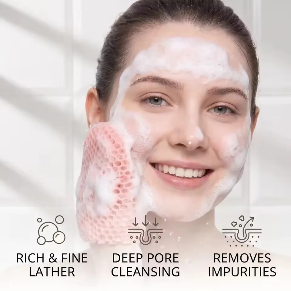 Exfoliating Bath Glove Honeycomb Body Scrubber Deep Cleansing Shower Mitt Soft Massage Sponge for Dead Skin Removal