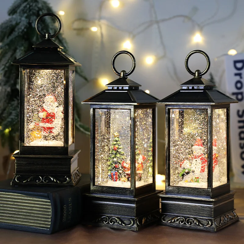 Christmas LED Night Light Santa Claus Snowman Fairy Light Wind Lantern Music Box 2024 Christmas Home Decoration Xmas Neol 2025