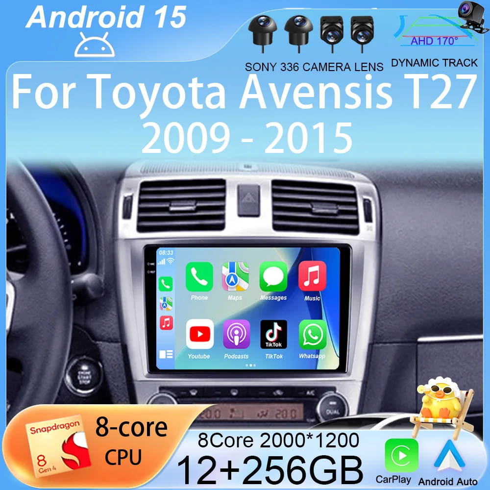 

For Toyota Avensis T27 2009 2010 2011 2012-2015 Android 15 Carplay Auto Car Radio GPS Navigation Multimedia Player DSP Stereo 4G