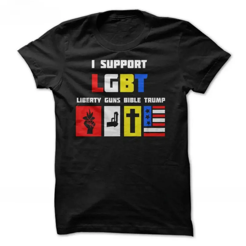 Custom Tees I Support Lgbt Liberty Guns Bible Trump Funny anime streetwear man Hot Sale for Men Newest Sleeves Cotton T-Shirt