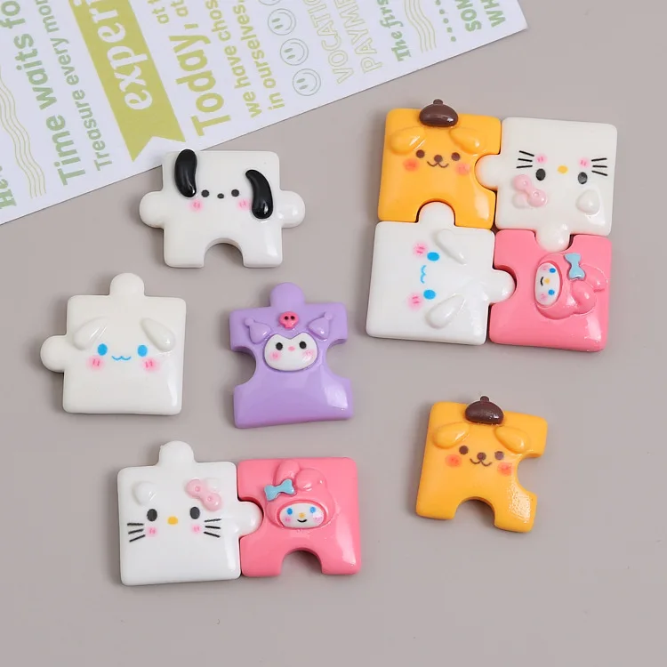 

5pcs Jigsaw puzzle sanrio series resin flatback diy jewelry materials handmade phone case junk chamrs hairpin accessories