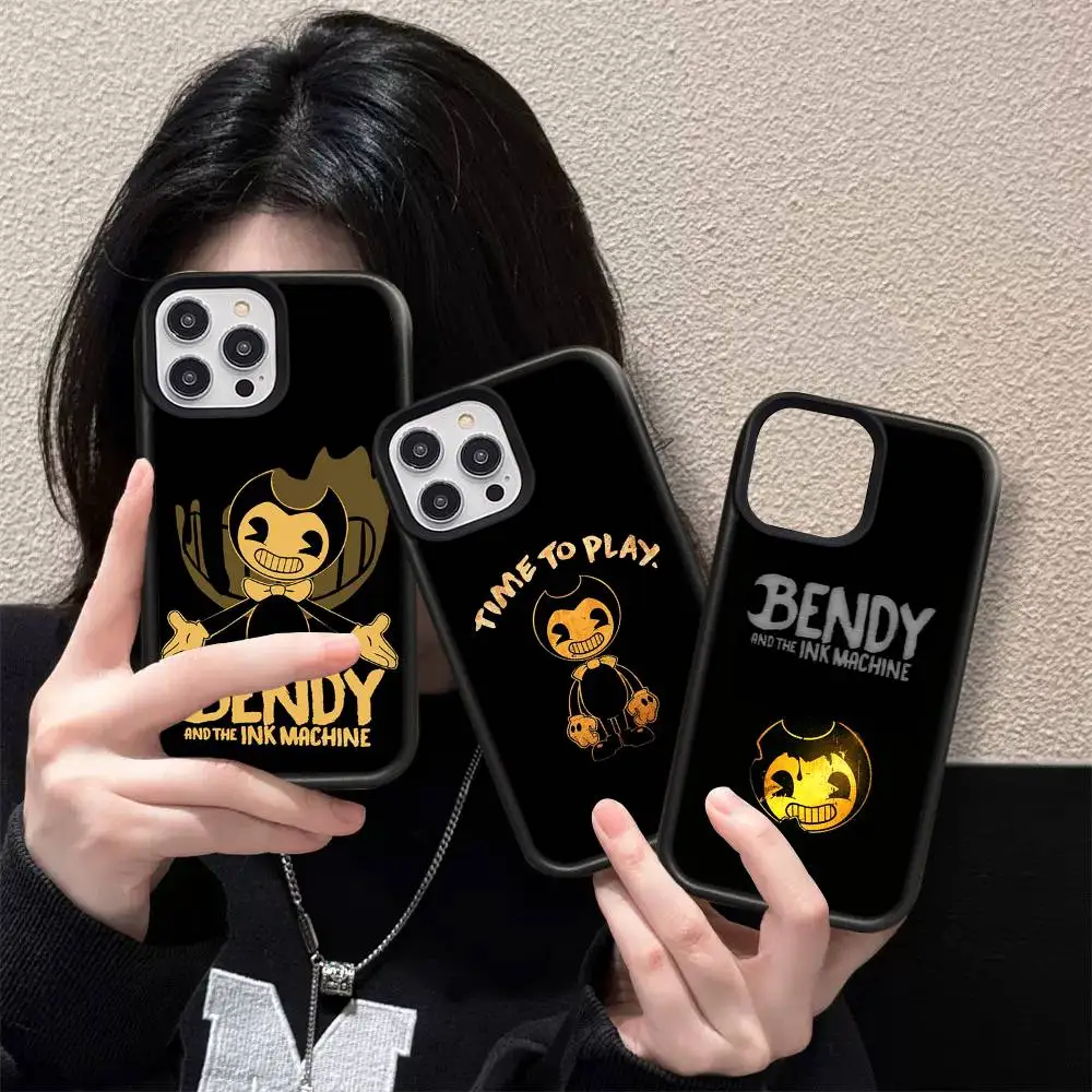 Funda Clásica para Teléfono con Diseño de B-Bendy y The I-Ink M-Machine para iPhone 17 16 Pro Max 11 12 13 14 15, Carcasa Rígida de PC+TPU con Soporte Trasero