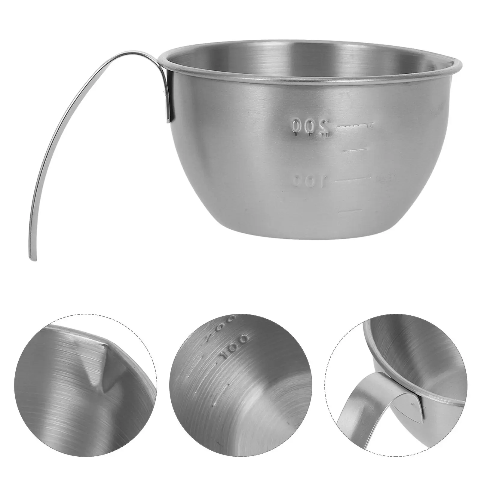 

200Ml Stainless Steel Versatile Kitchen Mixing Bowl with Easy Grip Handle Measuring Markings for Baking Eggs Condiments Batters