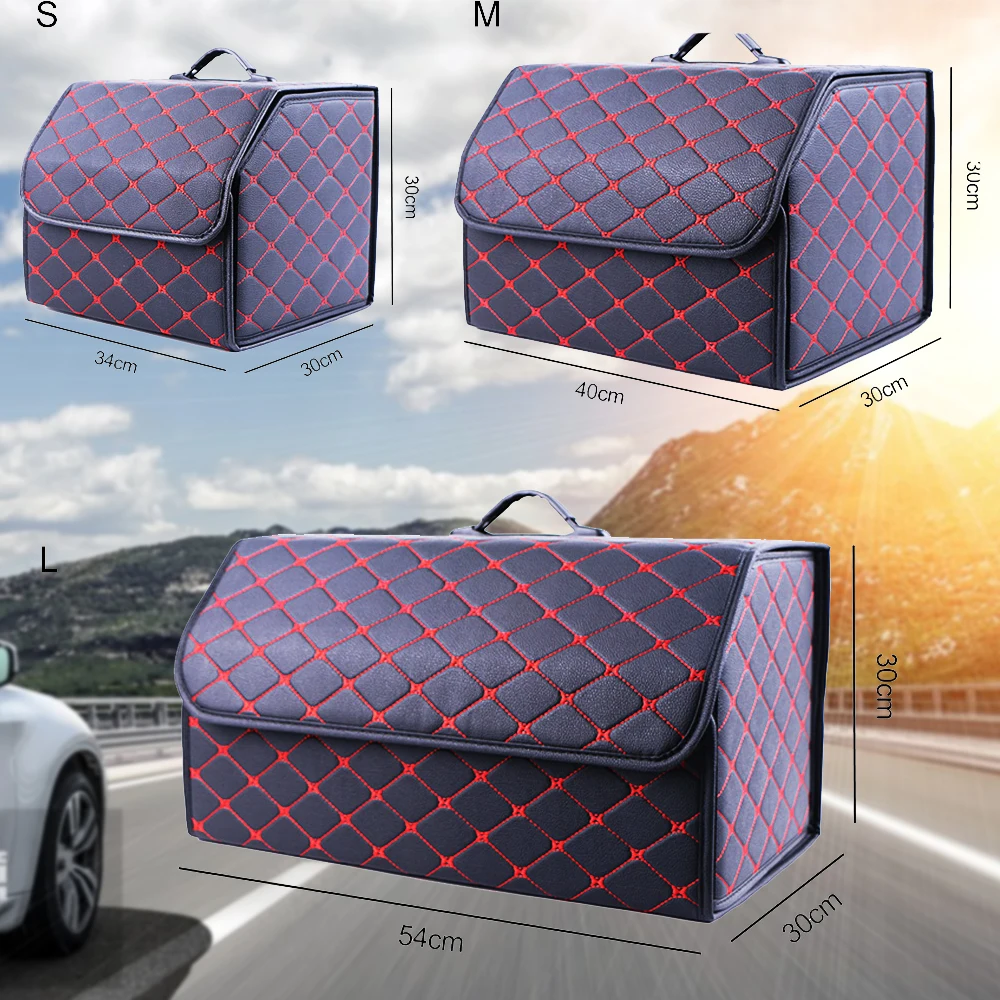 Sac de rangement pliable polyvalent pour coffre de voiture, sac de rangement portable avec couvercle