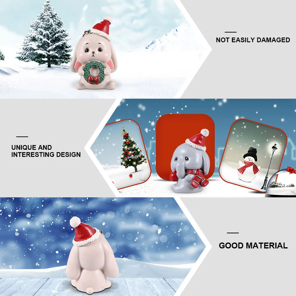 

2 pcs Christmas Resin Ornaments Durable Mini Landscape Accessories for Statue Decor NonToxic EcoFriendly