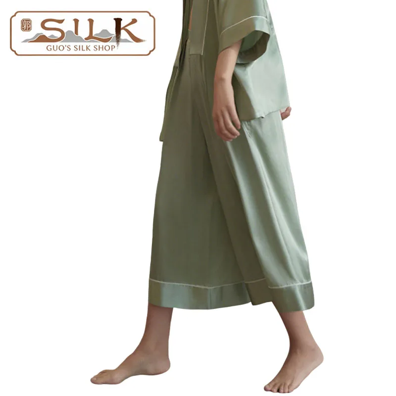 

Natural Silk Women's Pants Skirt Loose Large Size Seven-Piece Pants Home Leisure Comfortable Cool Nightwear Soft and Lightweight