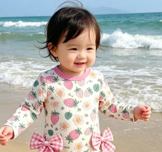 Baby One-piece Swimsuit for Girls Sunscreen and Quick Drying for Babies Cute Swimsuit for Children
