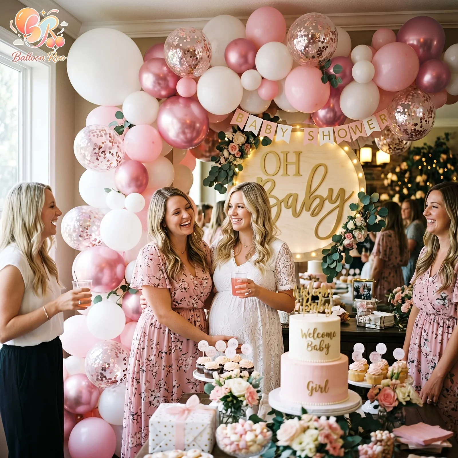 131Pcs Pink White Balloon Arch Garland Kit Birthday Wedding Party Decor