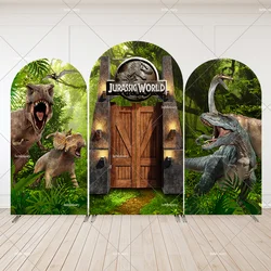 Boy Birthday Party Decoration Background Jurassic World Dinosaur Arch Backdrop Cover for Kids Jungle Party Banner Arched Wall