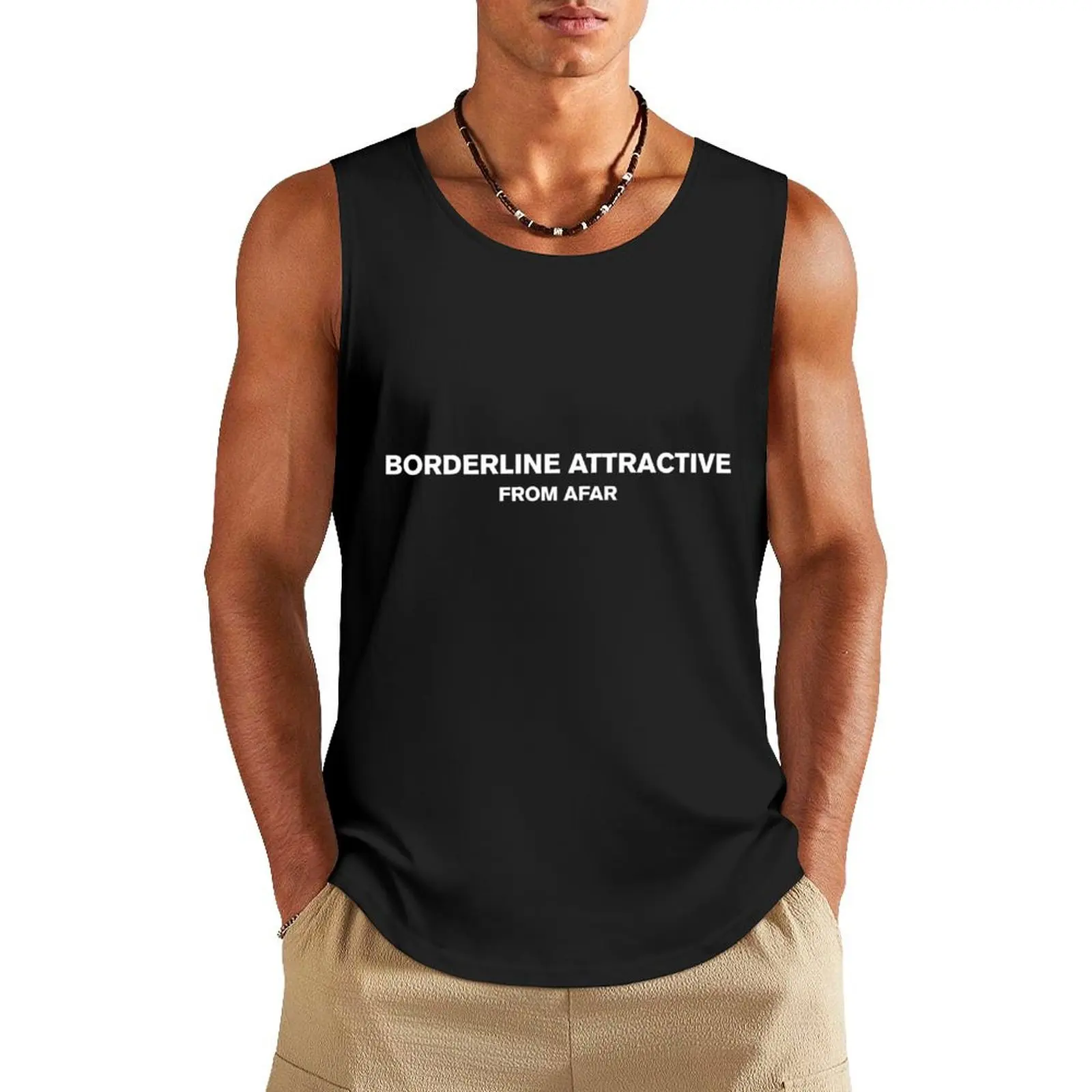 

borderline attractive from afar Tank Top anime t-shirts gym sleeveless shirt man gym