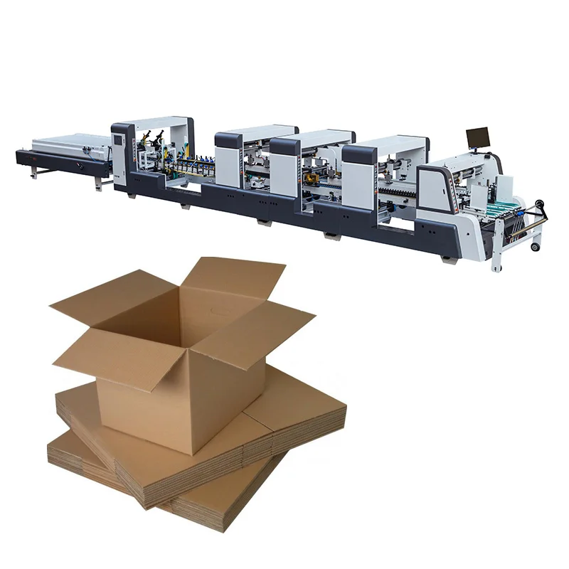 Hot Melt Glue Pet Pvc Paper Boxes Gluer Automatic Carton Box Corners Packing Side Gluing Pasting Machine