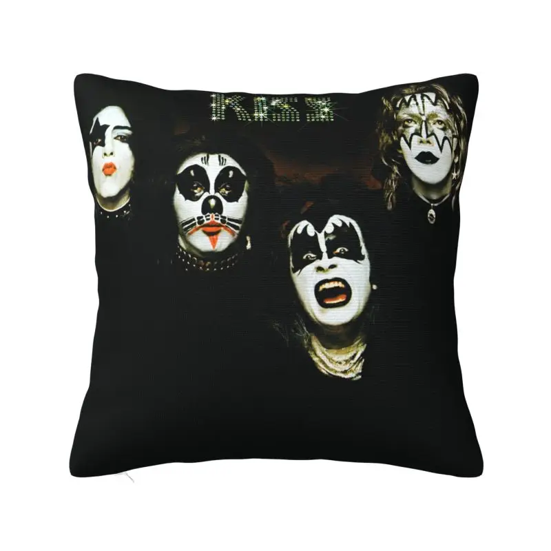 Custom Nordic Style Kiss Rock Roll Cushion Covers 45x45cm Velvet Gorgeous Metal Heavy Band Pillow for Sofa Square Pillowcase