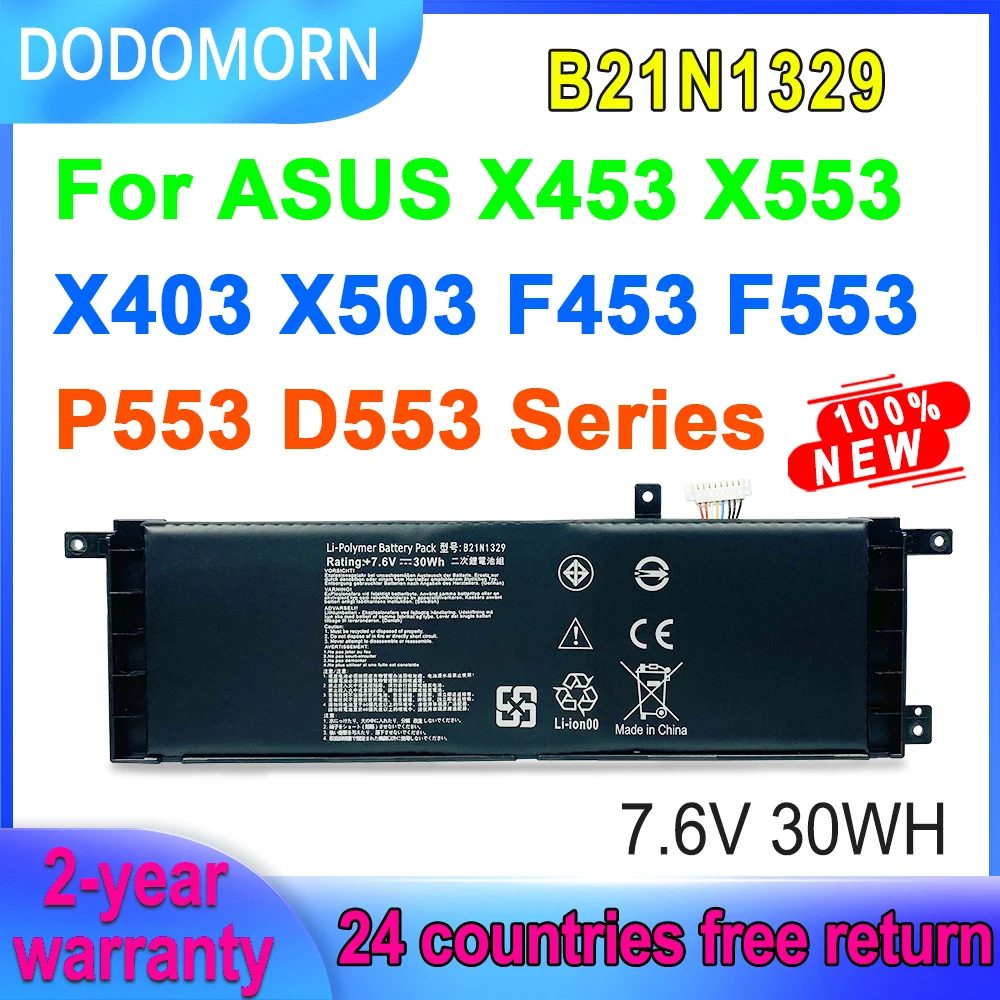 

DODOMORN 7.6V 30Wh B21N1329 Battery For ASUS X453 X553 X403 X503 F543 F553 P553 D553 X453MA X453MA X403M X503M F453MA Series