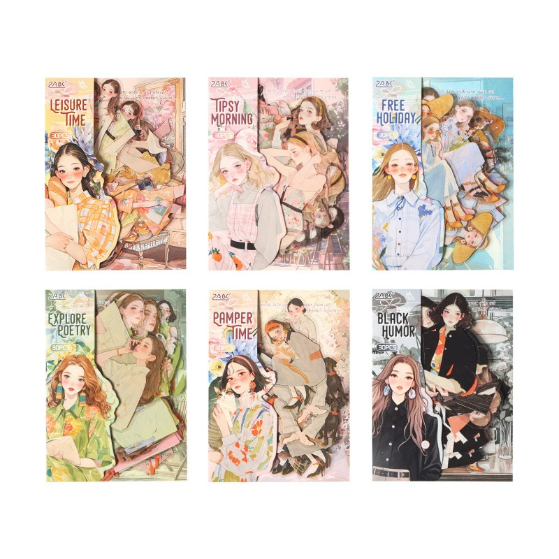 1pack/30pcs Cute Cartoon Girl Stickers, Adorable Girl Designs for Journal Decoration, DIY Craft Accents Planner view 5