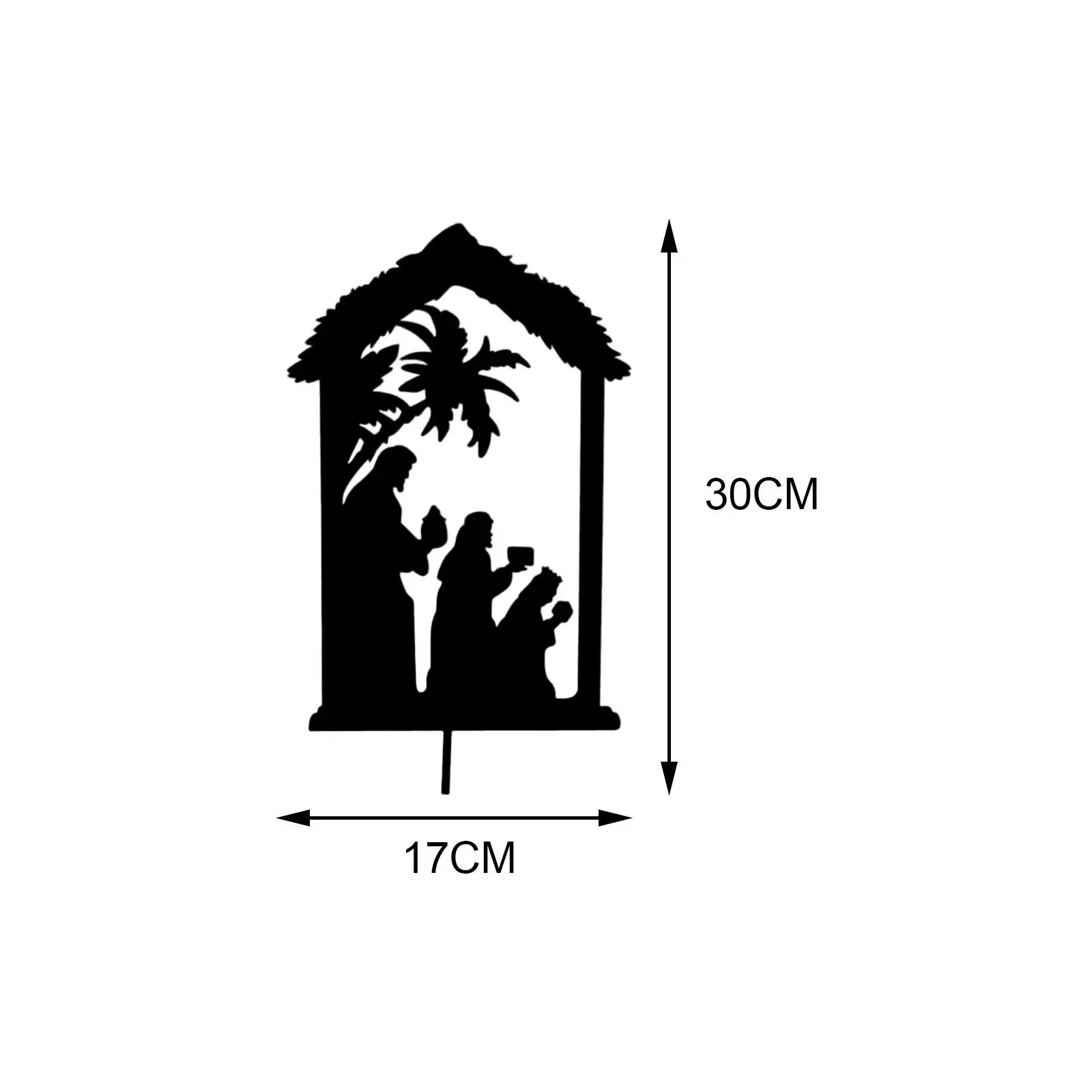 Christmas Nativity Silhouette Stake 30x17cm Sturdy Multipurpose Weatherproof Lawn Decoration for Holiday Winter Yard Decor