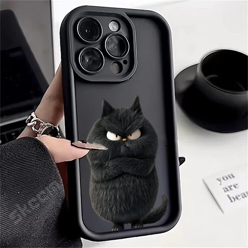 Funny Black Orange Cat Soft Silicone Case For iPhone 16 15 14 13 12 11 Pro Max X XS XR 7 8 Plus Shockproof Back Cover