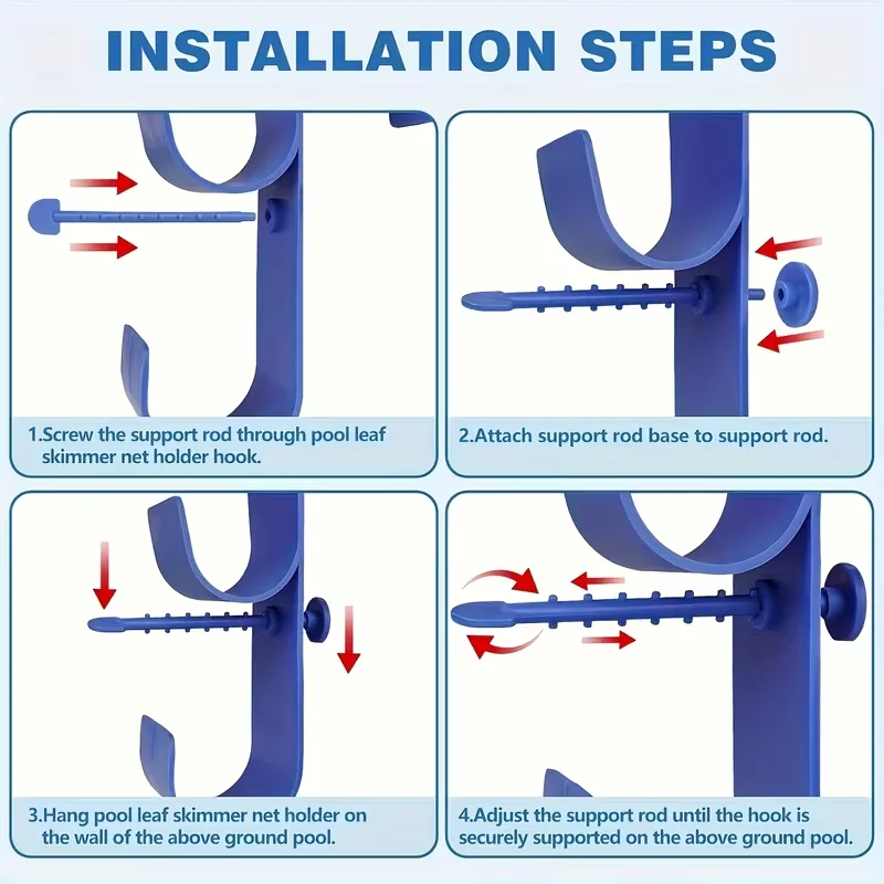 1/2-Piece Adjustable Pool Pole Holder—Made of Durable Plastic, Perfect for Above-Ground Pools