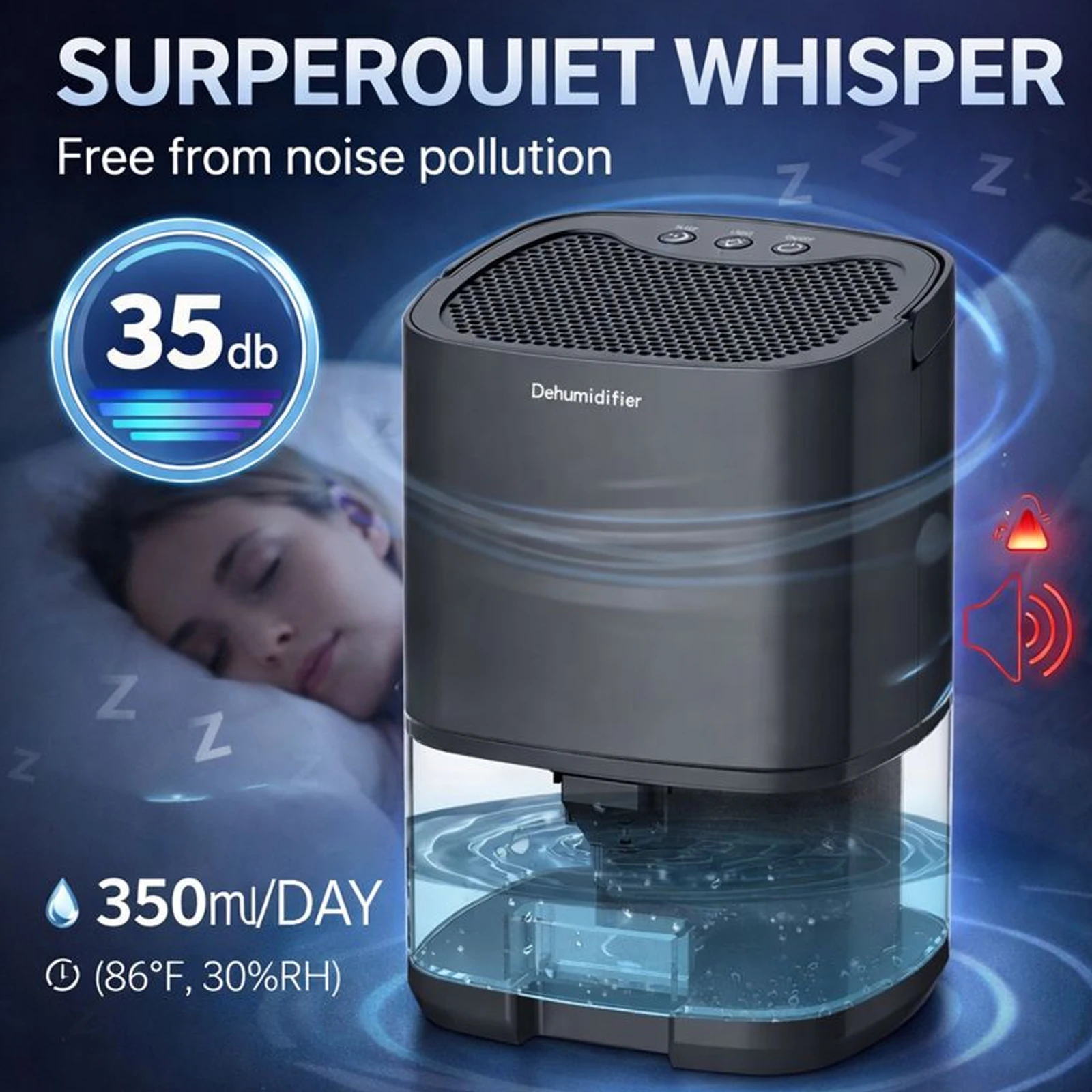 Portable Mini Dehumidifier For Home, Bedroom & Office, Quiet Air Moisture Absorber With 7 Color Light, Small Dehumidifier