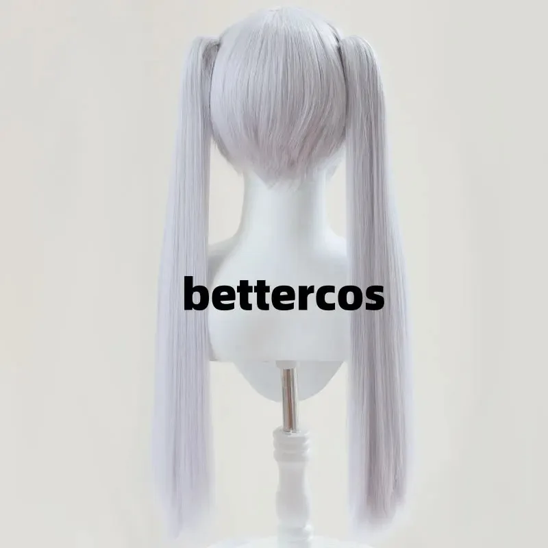 Peluca de Cosplay Frieren, pelucas Frieren largas de alta calidad, color gris plateado, pelo sintético resistente al calor, pelucas de Anime para fiesta + gorro de peluca