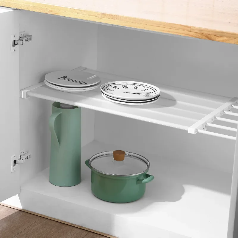 Extendable Closet Shelf Adjustable Storage Rack Expandable Closet Shelf Tension Rod Sturdy Closet Cupboard Storage Organizer