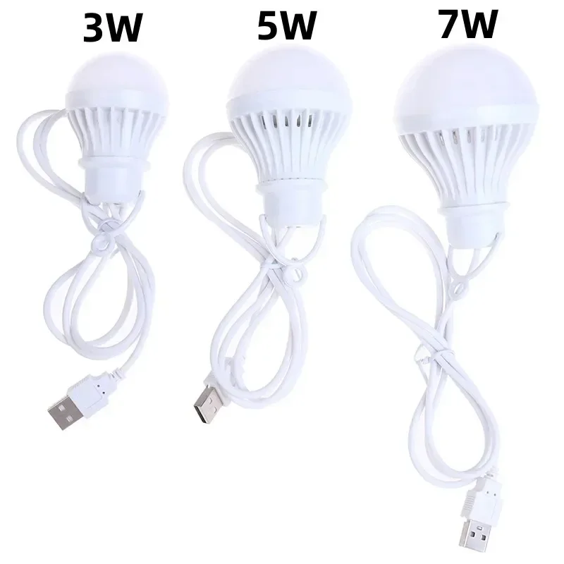 3/5/7W USB Lamp Bulb 5V Emergency Light Lamp LED USB Rechargeable Portable Camping Lantern For Outdoor Camping Tent Lighting