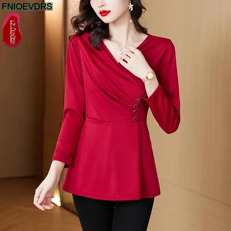 M-5XL Women Elegant Office Lady Retro Vintage Loose V Neck Peplum Tops Work Peplum Black Lace Long Tunic Basic Shirt Blouses