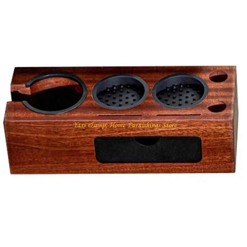 

W8EA Espressos Tamper Station 51-58mm Coffee Portafilter Holder Tamps Stand Mats with Drawer 3 Holes Coffee Filter Maker