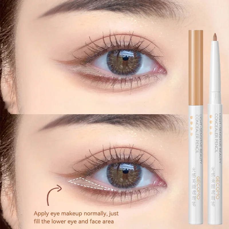 GECOMO light-sensitive concealer pen, concealer liquid, facial cover-up for dark circles, acne marks, spots, and under-eye pen