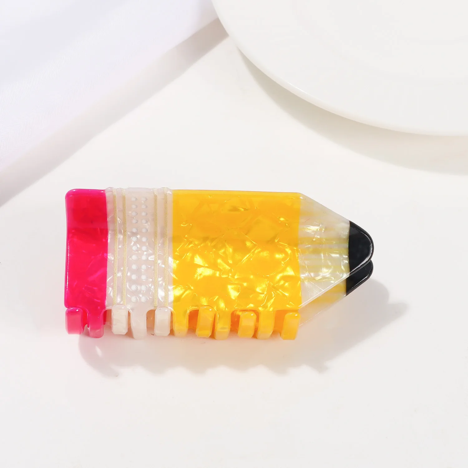 

New Creative Cartoon Colorful Pencil Hair Claw School Bus Acrylic Claw Clips Teacher Hair Clips for Women Girls Hair Accessories
