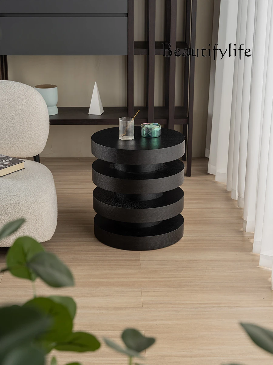 Nordic Designer Simple Solid Wood round Side Table Wooden Pier Creative Bedside Table Corner Table