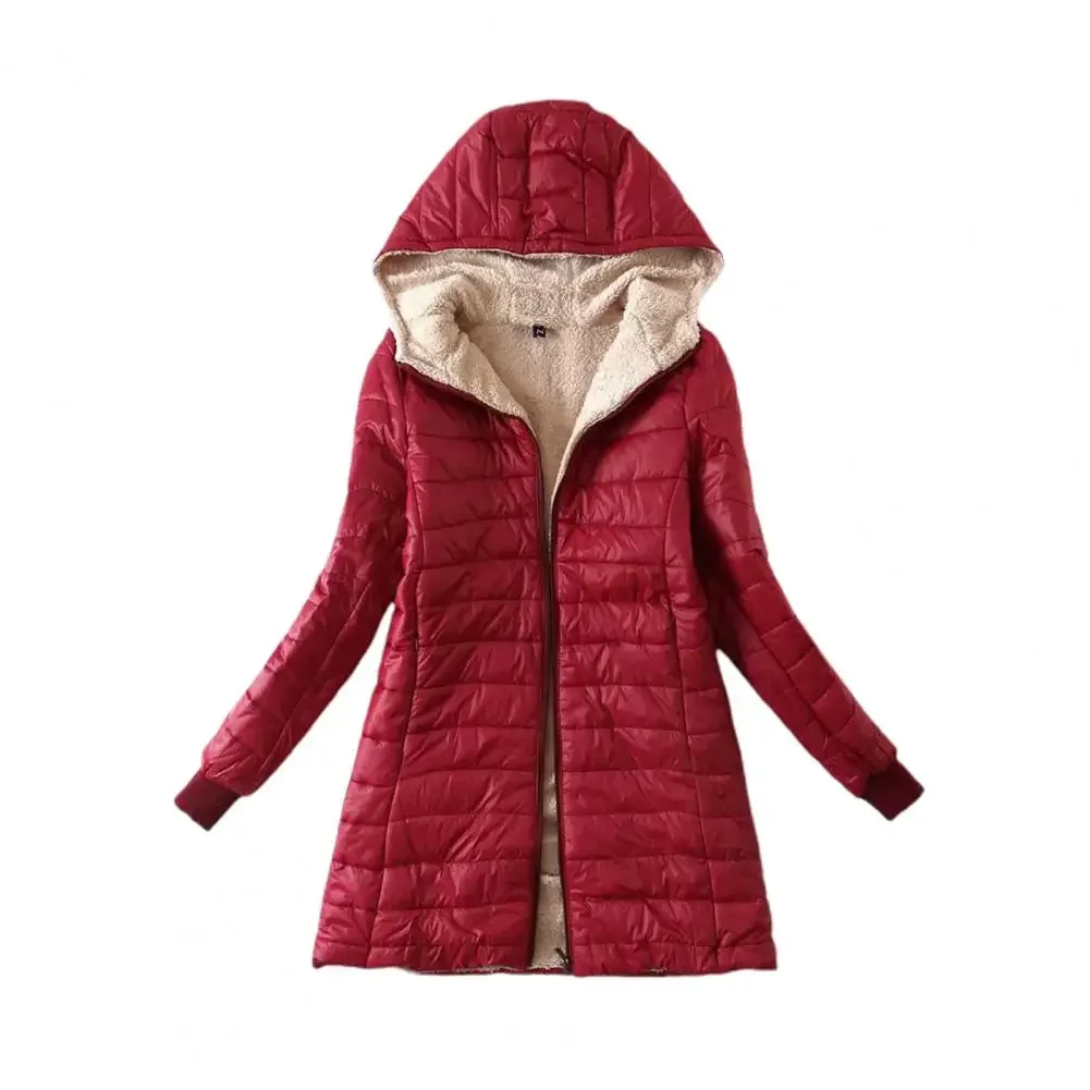 S-3XL Women's  Autumn Winter Mid-length Jacket  Women Coat Mid-length Jackets Office Ladies Lamb Fleece Parkas