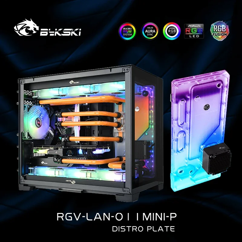 

BYKSKI RGV-LAN-O11MINI-P,Distro Plate Reservoir For LIAN LI O11 MINI Case,MOD PC Water Cooling KIT For Computer CPU GPU