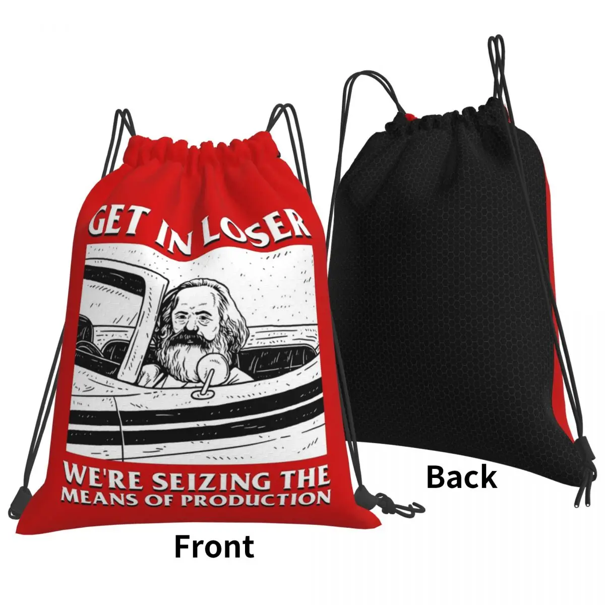 Get In Loser We're Seizing The Means Of Production バックパック ポータブル巾着バッグ シューズバッグ ブックバッグ 旅行 学校用
