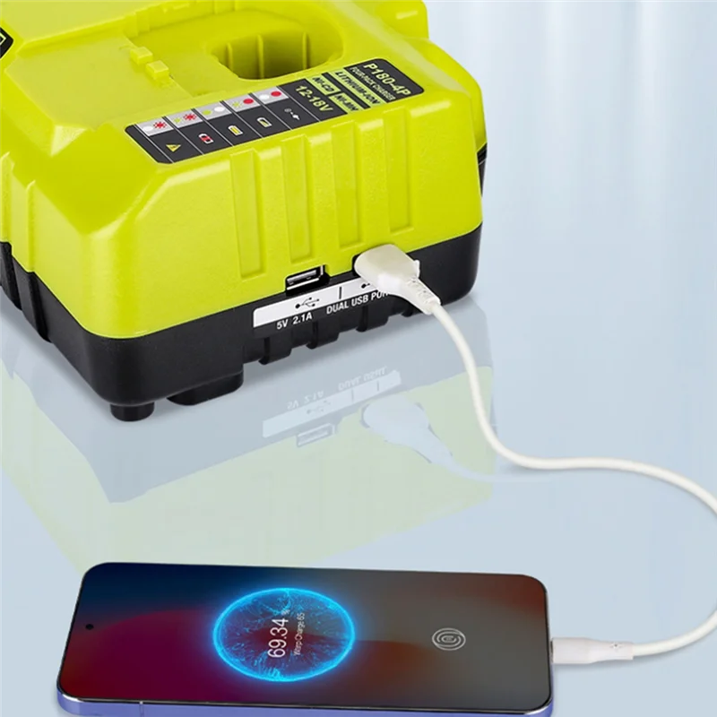 320 واط بطارية شاحن سريع 4-Port 3A لأداة الطاقة Ryobi 18 فولت Ni-Cd Ni-Mh بطاريات ليثيوم P109 PBP002 مع USB مزدوج