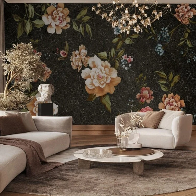 

Custom Printed Wall Mural Wallpaper Modern Flower Hand-Painted Background Wall for Bedroom Living Room Hallway Home Decor
