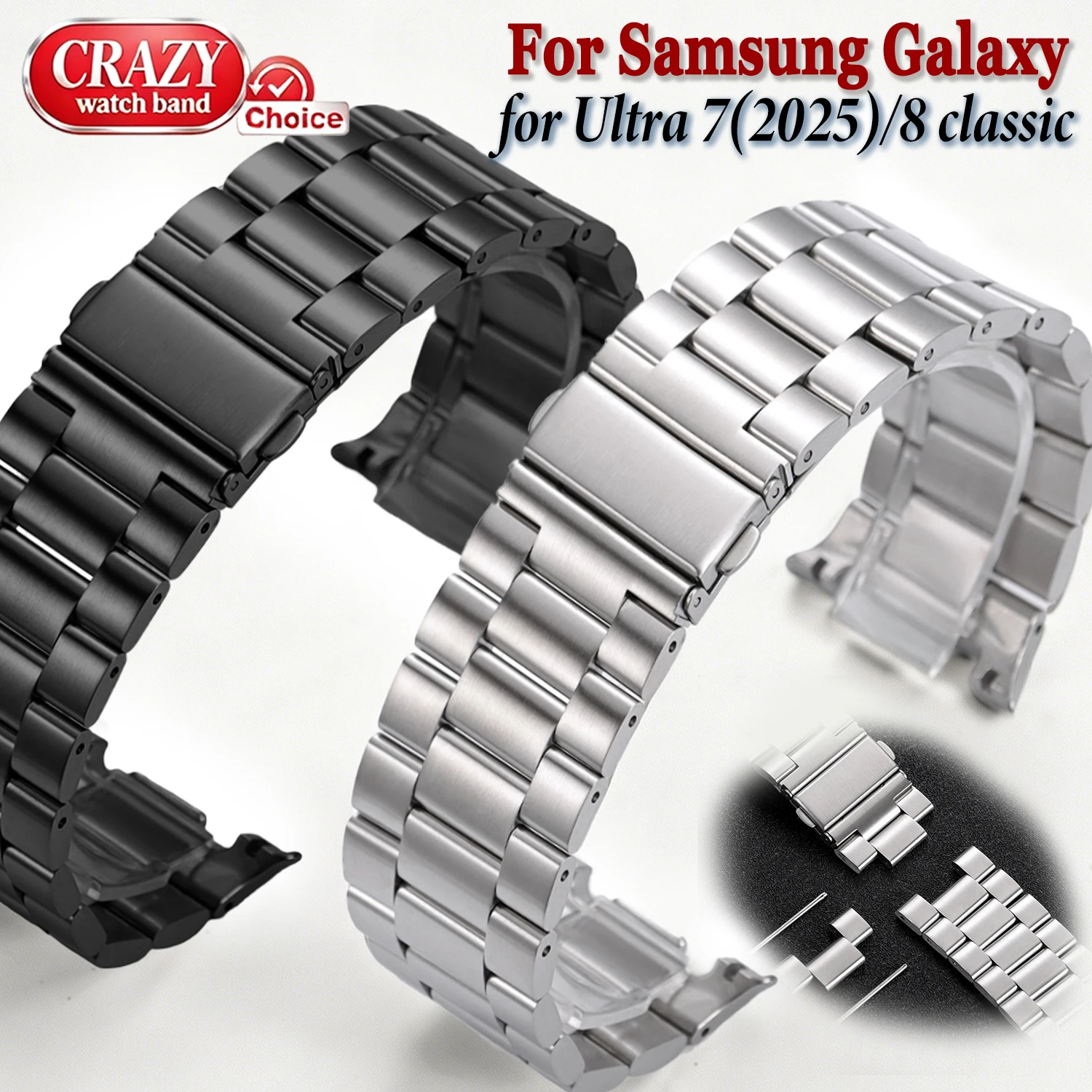 No Gaps Stainless Steel Straps for Samsung Galaxy Watch8 Classic 46mm Replace Band for Galaxy Watch 8 44mm 40mm Metal Accessory
