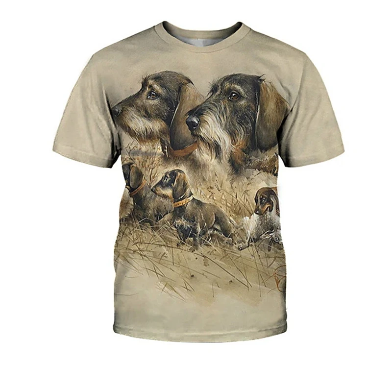 Hunting Dog Print T-Shirts For Men Round Neck Short Sleeve Dachshund Graphic Tops Casual Men Women T Shirts Harajuku Y2k Tees