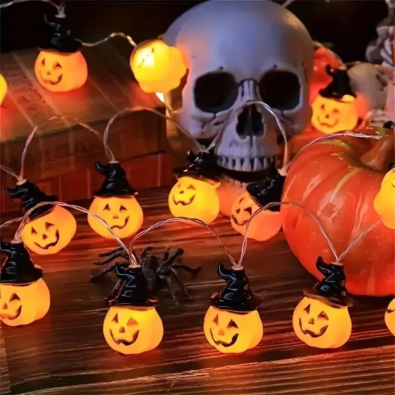 Witch Hat Pumpkin Fairy String Lights, Halloween Battery Powered Warm White for Party Home Fireplace Wall Festival Decor Gift