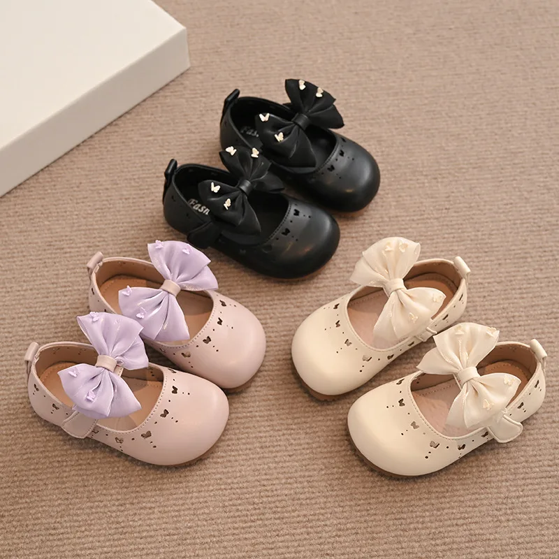 

Fashion Girls Shoes Spring New Kids Leather Shoe Soft Soled Girl Casual Shoes Sweet Princess Shoe Versatile Girls Single Shoe