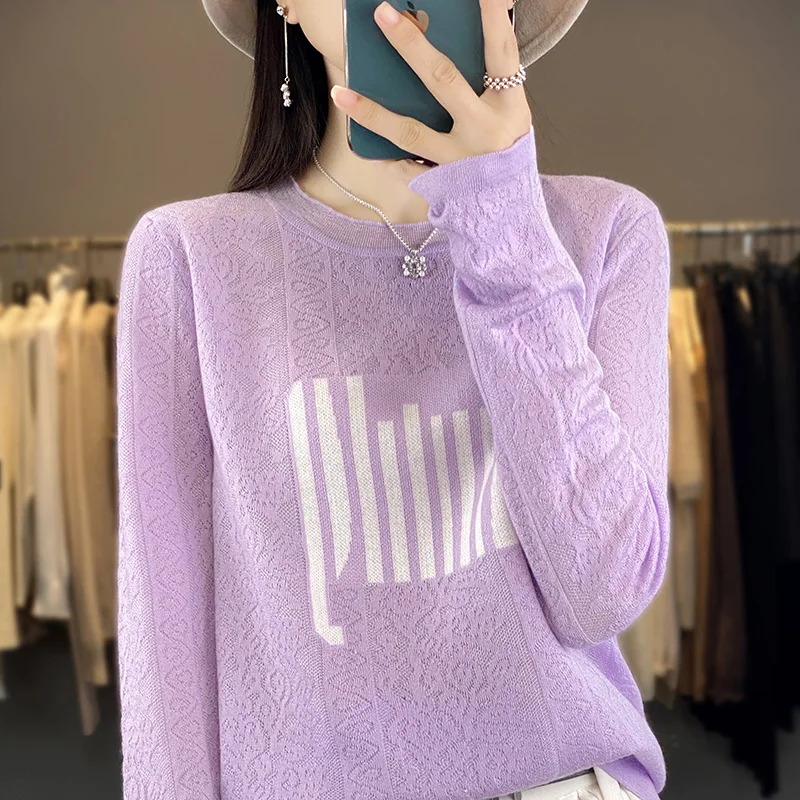 

2024 New Cashmere Sweater Women O-Neck Long Sleeve Pullover High Quality Wool sweater Elegant Cashmere Sweater Women