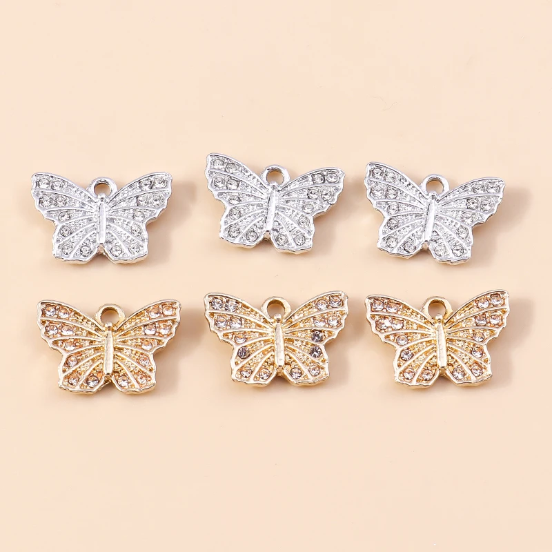 

20pcs 18x12mm Cute Crystal Flying Butterfly Charms Pendants for Jewelry Making Earrings Necklaces Accessories DIY Craft Supplies