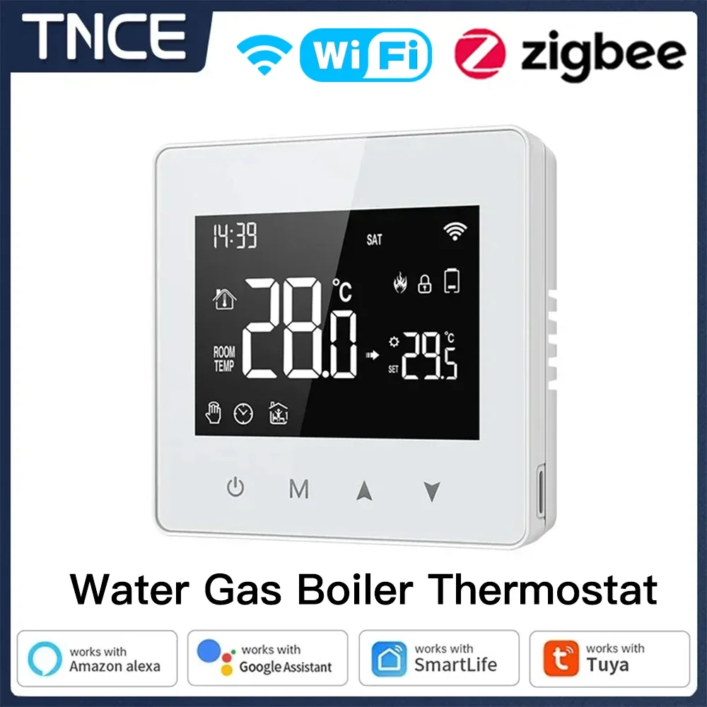 TNCE Zigbee Boiler Thermostat, Tuya WIFI Low Battery powered Smart Temperature Control, Water Gas Boiler Alexa Google home Voice