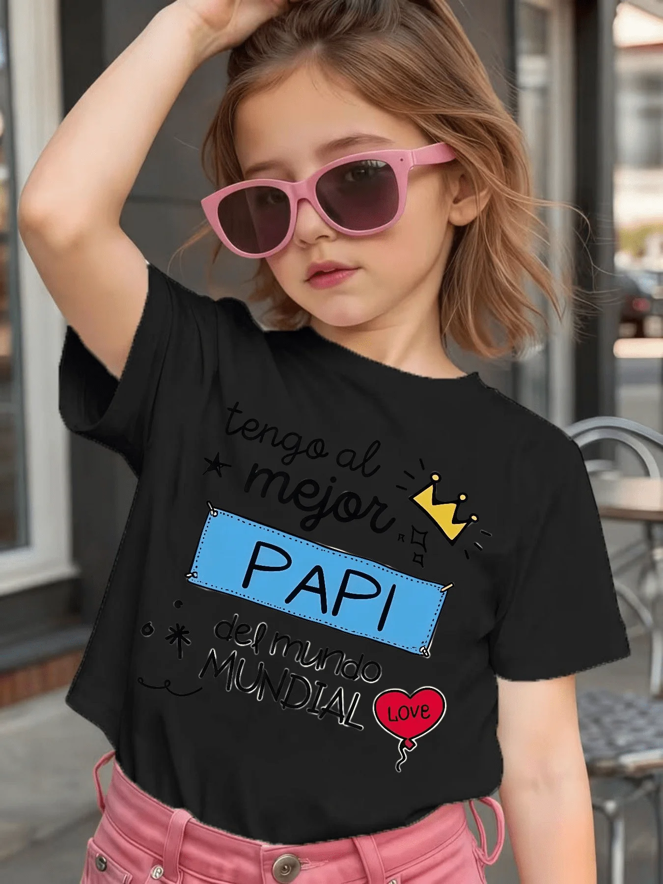Spanish Best Dad Letter Quote Graphic Kids Tee Boys Girls Family Matching Cotton Crew Neck Short Sleeve Soft Casual Summer Tee