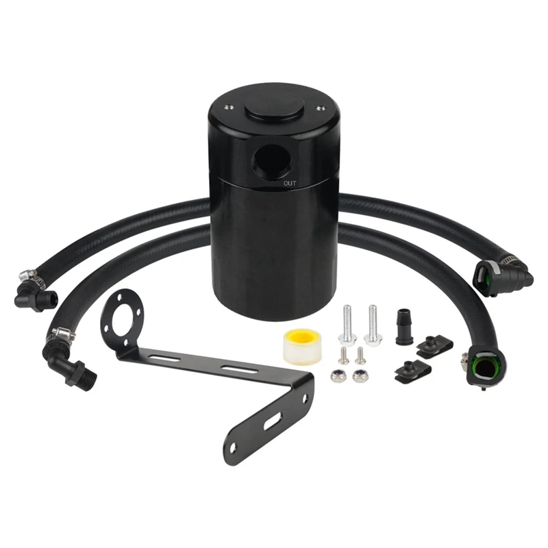 

For 15-21 Ford F-150 3.5 V6 Turbo Ecoboost Jlt Oil Separator Kit Black Billet Oil Separator Catch Can Oil Can Kit-A92D