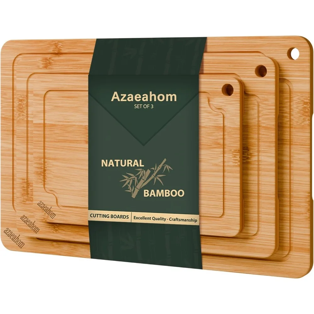 

Бамбуковые разделочные доски для кухни, деревянная разделочная доска с канавками для сока и встроенными ручками, большая, средняя, маленькая разделочная доска f